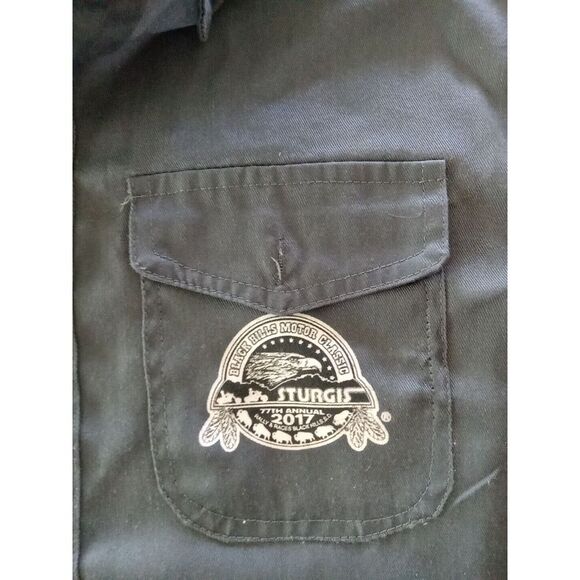 Black Hills Sturgis Motorcycle Rally 77th Black Sleeveless Button Down Mens M - Picture 4 of 7